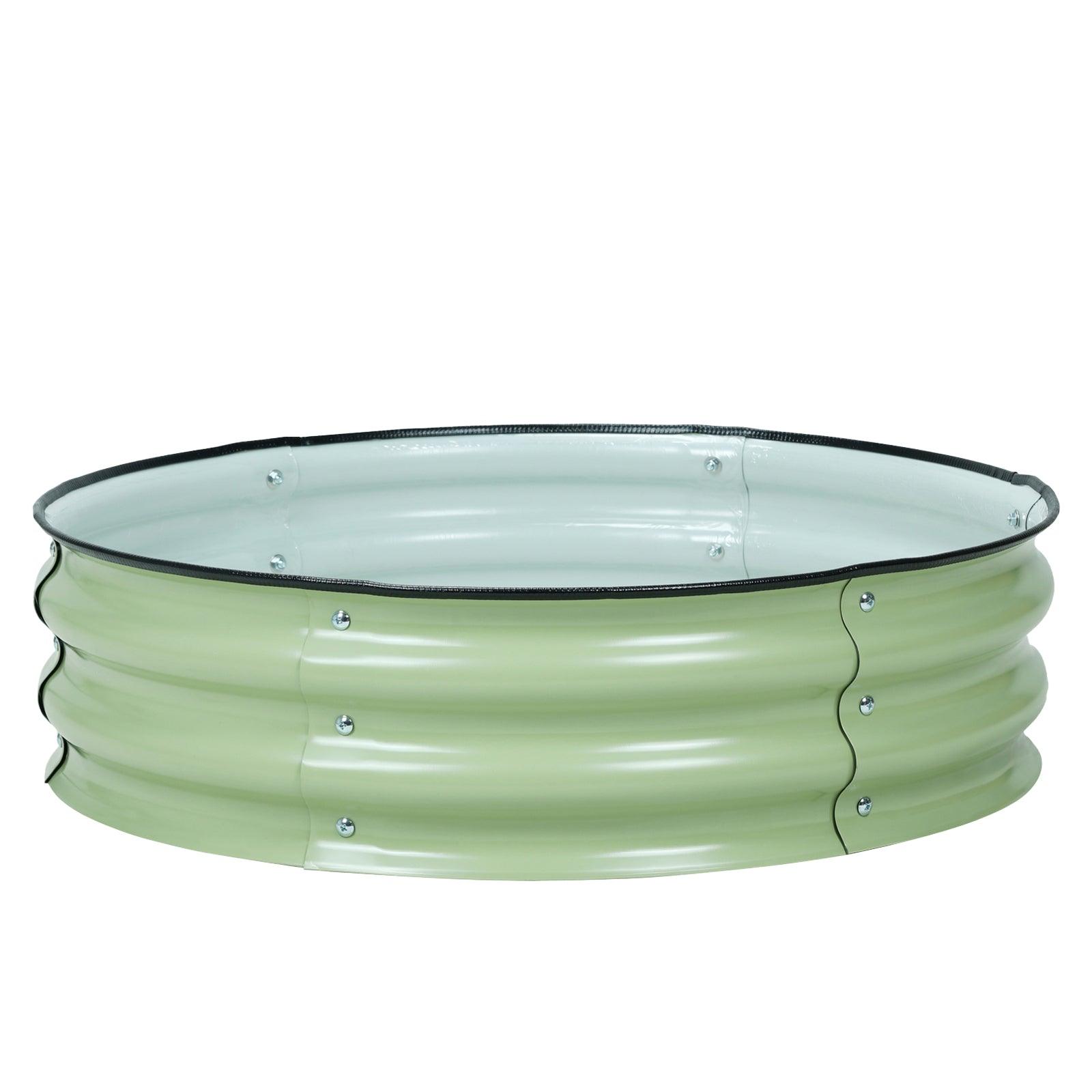 9" Tall Round Raised Garden Bed - 30" Diameter Aluzinc Planter - Aoodor